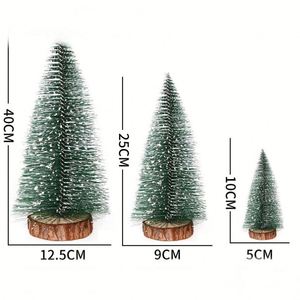Miniature Small Pine Mini Christmas Sisal <b>Bottle</b> <b>Brush</b> Tree With Wooden Bases for Xmas Party Holiday - Product Image 2