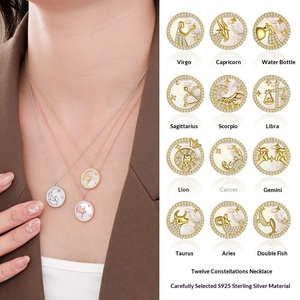 Collar de Plata de Ley 925 con Colgante de <span class=keywords><strong>Signo</strong></span> Zodiacal de los 12 Horóscopos, <span class=keywords><strong>para</strong></span> Mujer, Superventas - Product Image 3