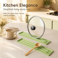 Repose-cuillère en silicone pour comptoir de cuisine, support de couvercle de casserole, support d'ustensiles en silicone résistant à la chaleur, plateau anti-goutte pour cuillère et couvercle de pot