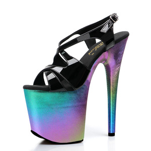 Sandalias de Plataforma Coloridas con Tacón Alto para Mujer, 20 cm, 8 Pulgadas, Punta Abierta, Tacón Delgado, para Baile en Barra, Discoteca, Modelo, <span class=keywords><strong>Pasarela</strong></span>, <span class=keywords><strong>Calzado</strong></span> de Entrenamiento - Product Image 3