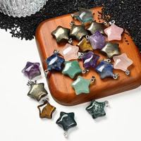 Pendentif étoile en cristal naturel, pierre précieuse polie à la main, breloques étoile à cinq branches pour la guérison par le Reiki, fabrication de bijoux, vente en gros