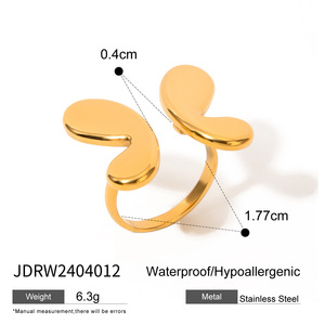 Wholesale European American Stainless Steel Natural Stone High-grade Ins <strong>Bow</strong> <strong>Ring</strong> Gold-color Plating Women's Daily Wear <strong>Rings</strong> - Product Image 6