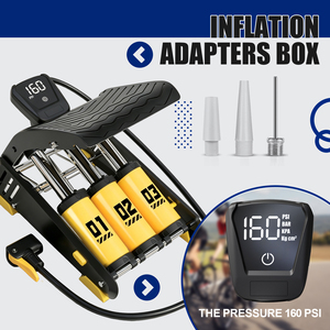 Pompe à vélo portable à pédale avec manomètre, compatible Schrader et Presta, levier à pouce pour vélo de route et VTT - Product Image 5