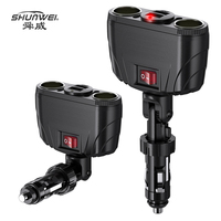 Chargeur rapide 2 ports 120W 12V 24V 3.1A Prise de charge rapide avec prise verrouillable Prise allume-cigare USB pour voiture Interrupteur allume-cigare pour voiture