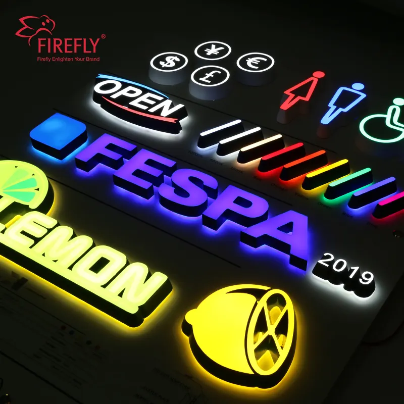 Özel iş dükkanı Logo 3D aydınlatma akrilik 3D LED reklam bina burcu kurulu kanal mektuplar Led Neon burcu