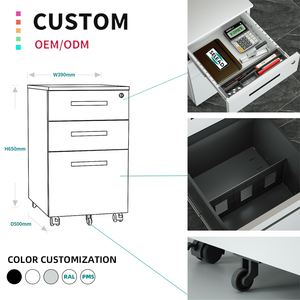 Archivador Móvil Blanco <span class=keywords><strong>de</strong></span> 3 Cajones, Mueble <span class=keywords><strong>de</strong></span> Oficina <span class=keywords><strong>de</strong></span> Acero Metálico con Ruedas, Pedestal Móvil para Organización y Almacenamiento <span class=keywords><strong>de</strong></span> Oficina - Product Image 2