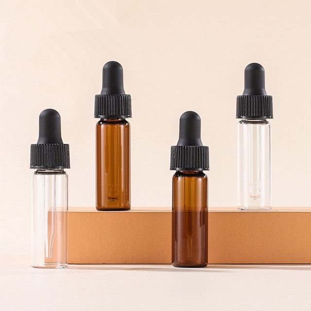 Wholesale 1 Dram 4ml Amber Glass Sample Tester Vials Essential Oil Matte Black Dropper Bottles
