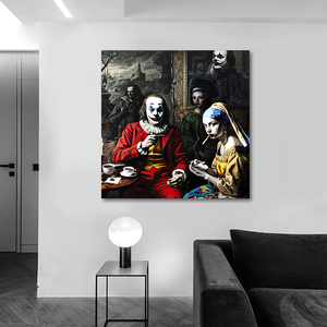 Guanjun pop art <span class=keywords><strong>pittura</strong></span> retrò stile vintage fumando ragazza con un orecchino di perla e stampa joker su tela <span class=keywords><strong>pittura</strong></span> - Product Image 6