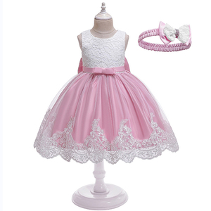 Robe longue pour filles avec nœud en dentelle, taille moyenne, robe de soirée pour enfants, fabrication OEM, vente en gros, vêtements pour enfants pour les fêtes - Product Image 3