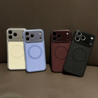 Coque de téléphone en cuir PU texturé Litchi givré pour iPhone 13 14 15 16 17 18 Pro Max, compatible avec la charge sans fil, magnétique, fine et plaquée