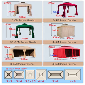 Tenda a baldacchino impermeabile da esterno con telaio motorizzato, superficie in tessuto, tetto a vela, gazebo romano 3x3M, <span class=keywords><strong>mobili</strong></span> in alluminio moderni - Product Image 2