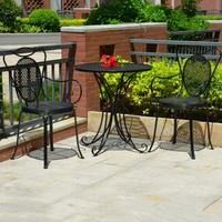 Ensemble de table et chaises en fer forgé, pliables et empilables, meubles d'extérieur avec chaises à dossier pour jardin, cour, balcon