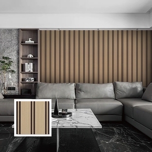 PVC Bảng điều khiển tường trong nhà PVC gỗ đen trở lại Trần Bảng điều khiển trang trí nội thất tường gỗ hạt Ốp cho khách sạn Văn Phòng Nhà - Product Image 3