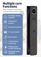 Serrure de porte intelligente Tuya avec reconnaissance faciale par veine palmaire, empreinte digitale, mot de passe, carte IC, contrôle par application, interphone, déverrouillage par clé, en alliage d'aluminium