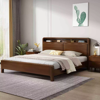 Lit mural moderne minimaliste en bois massif rembourré avec lumières LED, ports USB, rangement gain de place pour petits appartements et chambres