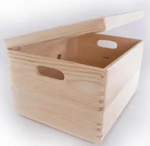 Caixa de madeira pintada não pintada de alta qualidade, delicada caixa personalizada