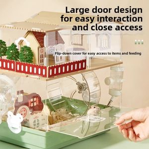 Maison pour hamster à 3 étages, grand habitat transparent, <span class=keywords><strong>cage</strong></span> acrylique pour hamster syrien, grande ventilation, base profonde, complète, DIY, naturel - Product Image 5