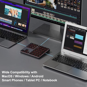 <span class=keywords><strong>Bluetooth</strong></span> số <span class=keywords><strong>Pad</strong></span> 7 màu đèn nền nhôm có thể sạc lại không dây số bàn phím mỏng 34 phím nhập dữ liệu bên ngoài - Product Image 2