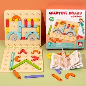 Students <b>Puzzle</b> Classroom STEM Figures and Shapes Therapy Geoboard Toys Fine Motor Skills Peg Board Toy for Kids - Product Image 1