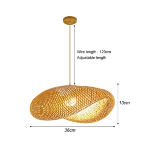Lampade a Sospensione Artigianali in Bambù Naturale e Rattan, <span class=keywords><strong>Lampadari</strong></span> Moderni Personalizzati a Risparmio Energetico con Luce Bianca Calda per Camera da Letto - Product Image 2