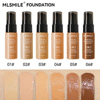 MLSMILE Exclusivité transfrontalière Fond de teint liquide 6 couleurs Taille standard Longue tenue Anti-bavures Imperméable Résistant à la transpiration Facile à appliquer