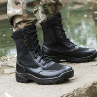 Bottes tactiques en mesh avec fermeture éclair, respirantes pour l'été, noires, pour la sécurité, la garde, les activités de plein air, unisexes