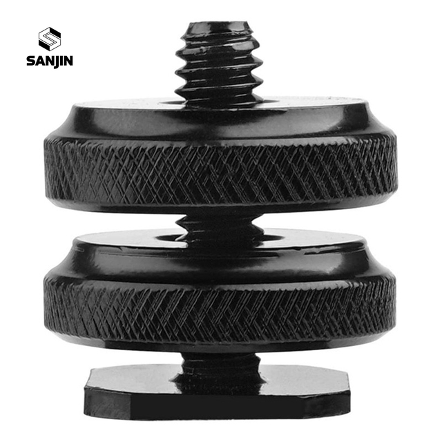 DSLR Plate Screw 1/4 Inch Dual Nuts Tripod Mount Screw to Flash Camera Hot Shoe Cover Camera Screw Adapter