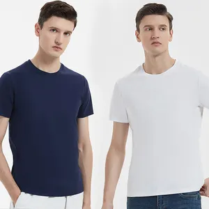 Высококачественная 100% gsm мерсеризованная хлопковая 160S футболка Pima с круглым вырезом и V-образным вырезом и коротким рукавом для мужчин
