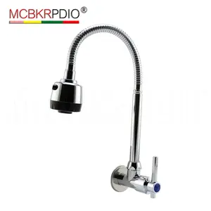 CLASSIC Single Cold Flexible Zinc Kitchen Faucet with Pull Out Sprayer Sanitary Ware Ceramic Modern China Wall Mounted Polished
