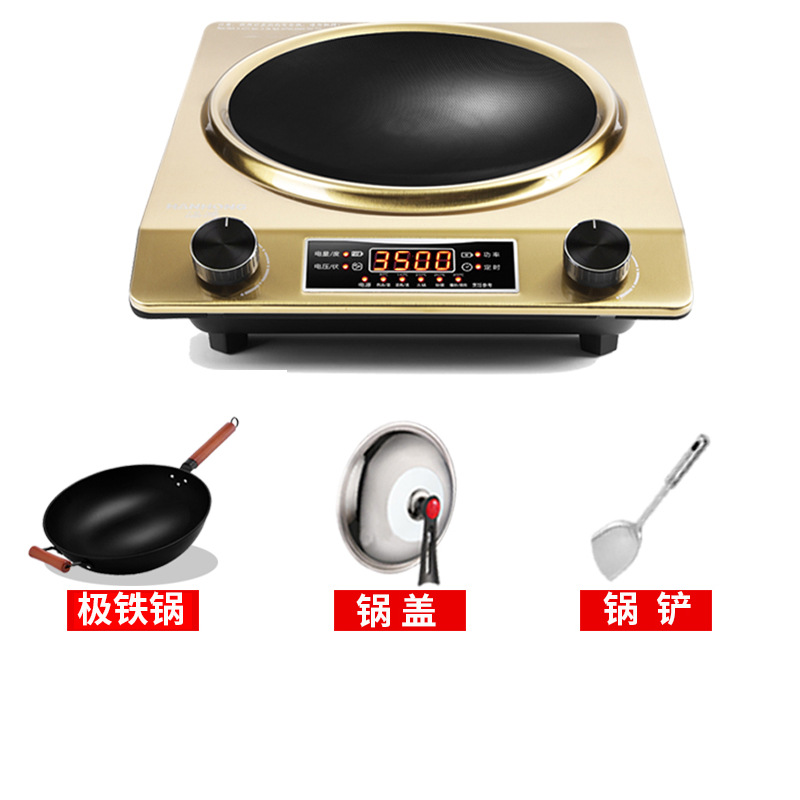 Gold concave 3500W [Non-stick pan lid and wooden spatula]