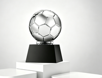Trophée de football en résine HDW Premium avec design de ballon or, argent, bronze, base noire gravée sur mesure, trophée en cristal