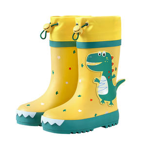 Botas de Lluvia para Niños, de Goma, con Dibujos Animados de Dinosaurios, Lindas, Impermeables, Antideslizantes, de Caña Alta y Media, para Todas las Temporadas - Product Image 1