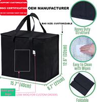 Heavy-Duty noir TNT non tissé doux refroidisseur sacs isolés fermeture éclair 15L-20L pliable réutilisable livraison de nourriture sac à provisions lettre