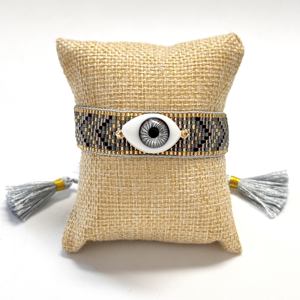 الأكثر مبيعًا إبداعية مصنوعة يدويًا من حبات Miyuki التركية الزرقاء عيون سوار قابل للتعديل شرابة مصنوعة يدويًا منسوجة بحبل يد للنساء MenJewelry - Product Image 3