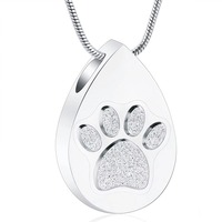 Collar con Colgante de Acero Inoxidable Estilo Moderno con Forma de Huella de Pata para Cenizas, Urna para Mascotas que se Puede Abrir, Diseño de Ataúd para Perros y Gatos