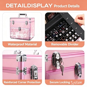 Grande trousse de rangement cosmétique avec compartiments et tiroir pour outils et accessoires de maquillage - Product Image 5