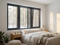 Ventana Corredera Abatible de Aluminio para Casa, Diseño Minimalista, Duradera, Precio de Fábrica Profesional, Color y Tamaño Personalizables, para Villas de Lujo