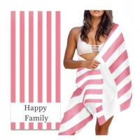 Serviette de plage en microfibre sans sable, écologique, moderne, tropicale, personnalisée, à séchage rapide, rose et bleue, 200g