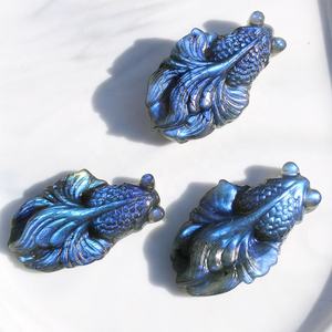 งานแกะสลักปลาทองจากหินลาบราดอไรต์ธรรมชาติ  งานแกะสลักด้วยมือ  ขาย - Product Image 6