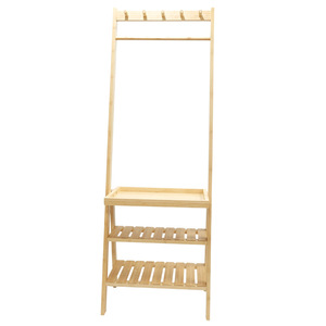 Bedroom <b>clothes</b> <b>rack</b>, household <b>clothes</b> <b>rack</b>, floor-standing, Japanese style, minimalist bamboo indoor coat <b>rack</b>, multi-layer - Product Image 4