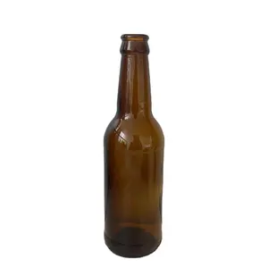 ガラスビール瓶夏のホットセールカスタマイズ滑らかな口琥珀色
