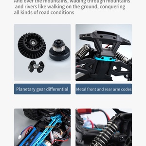 SJY-Q132-A Voiture RC tout-terrain 2.4G 4x4 à échelle 1/16 entièrement proportionnée, voiture de course télécommandée, moteur brossé RC390, 38 km/h - Product Image 5