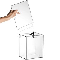 Boîte de dons en acrylique transparente personnalisée avec insert photo, pour suggestions et vote