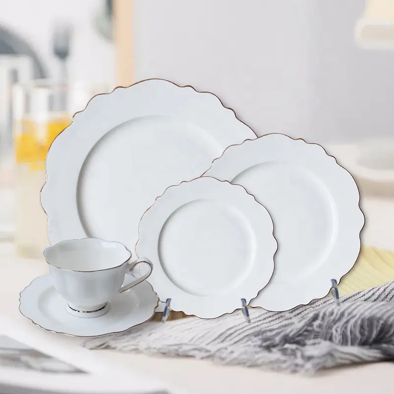 European Style Fashion Dinnerware Set White Ceramic Plate and Coffee Cup