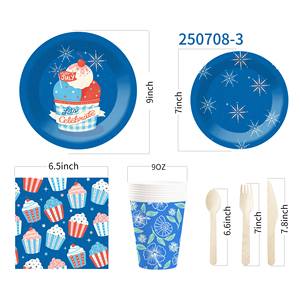 Juego de Vajilla para Fiesta de Cumpleaños Infantil DAMAI, Plato de Papel, Vaso de Papel y Servilleta para Fiesta de Cumpleaños Infantil del Día de la Independencia Americana - Product Image 6