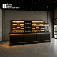 Étagères en fer de style industriel personnalisées, équipées de LED, porte-bouteilles mural, présentoir à vin, armoire de présentation