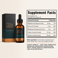 Gouttes liquides minérales avec citrate de magnésium, gluconate de zinc, manganèse, cuivre et sélénium