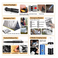 Kit de Supervivencia de 250 Piezas con Bolsa Compatible con Sistema Molle, Tienda de Campaña de Emergencia, Linterna, Excelente Regalo para Hombres, Campismo, Aventuras al Aire Libre