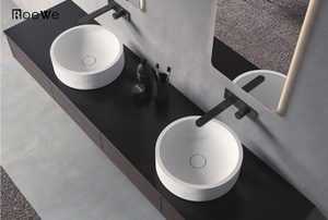Lavabo <span class=keywords><strong>da</strong></span> <span class=keywords><strong>bagno</strong></span> per hotel di forma rotonda lavabo per lavaggio a mano in pietra artificiale lucida, tappetino <span class=keywords><strong>da</strong></span> <span class=keywords><strong>appoggio</strong></span> per ciotola superficie solida washba - Product Image 3