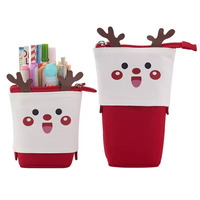 Trousse à crayons en toile personnalisée avec logo imprimé, grande capacité, mignonne, pour étudiants, support rétractable, rangement de fournitures scolaires